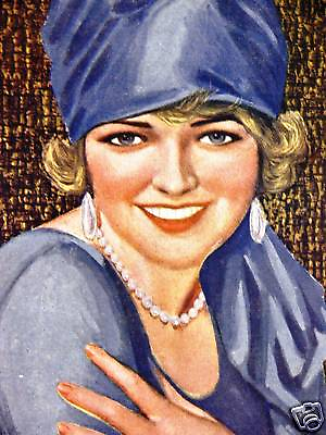 #ad Para Ti Art Cover 1930 DOLLY BLUE SCARF HAT Print Matted $28.00