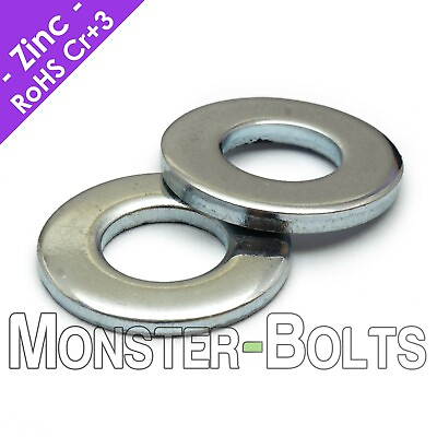 #ad US Inch SAE Flat Washers Cr3 Zinc Plated Steel #4 #6 #8 #10 1 4 5 16 3 8quot; $5.77