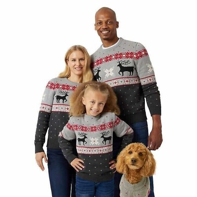 #ad Chaps Family Sweater Holiday Crewneck Cotton Christmas Men#x27;s Size Medium $27.99