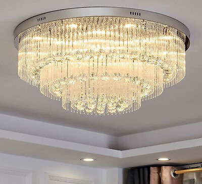 #ad Large Chandelier living room Pendant Light LED dimming crystal Ceiling decor $563.06