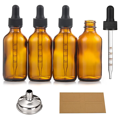 #ad #ad 4 Pack 1 oz Glass Dropper Bottles with Measured Dropper 30ml Dark Amber with $10.72
