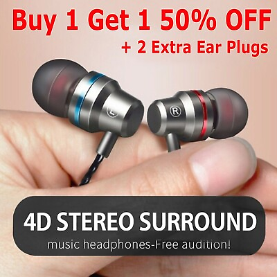 #ad 3.5mm HIFI Super Bass Headset In Ear Earphone Stereo Earbuds Headphone Wired Mic $2.95