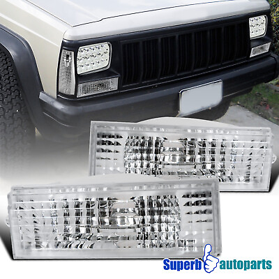 #ad Fits 84 96 Jeep Cherokee Wagoneer Comanche Bumper Signal Front Parking Lights $17.98
