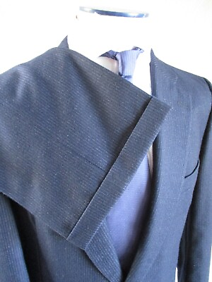 #ad Paul Stuart blue stripe heavy wool flannel vintage 2 piece suit 38L $99.99