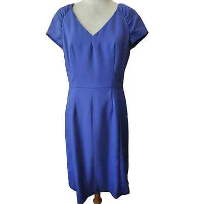 #ad Blue V Neck Knee Length Cocktail Dress Size Medium $17.50
