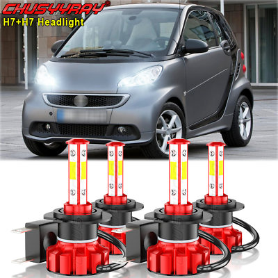 #ad 4x H7LED Combo Headlights High Low Beam Bulbs For Smart Fortwo 2008 2015 $26.99