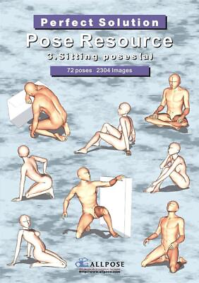 #ad AllPose Resource Sitting Poses 3 A For Cartoon amp; Anime Drawing Paperback Book $15.00