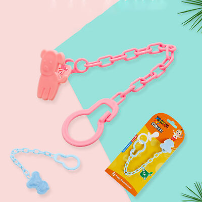 #ad Dummy Clip Baby Boys Girls Pacifier Soother Chain Holder Strap Clips UK Silicone $7.71