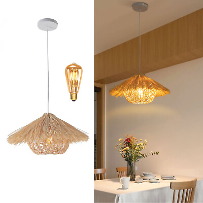 #ad Handmade Chandelier Woven Pendant Light Ceiling Lamp Hanging Ceiling Lighting $46.55