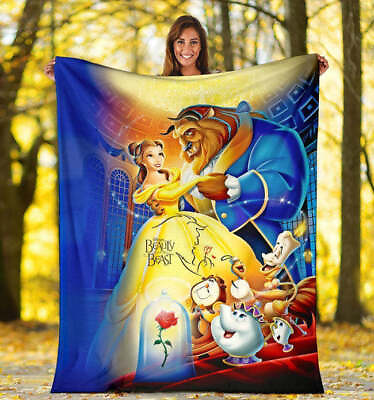 #ad Beauty And The Beast Movie Characters Gift For Cartoon Fans Blanket $50.35
