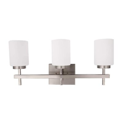 #ad Bathroom Vanity Light Over Mirror 4000K Dimmable Brushed Nickel Opal Glass Shade $132.99