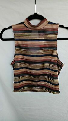 #ad Cute Striped  Shimmer Tank Top New Look Size 8 AU $9.00