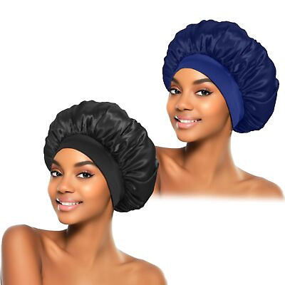 #ad 2Pcs Silk Bonnet for Sleeping Satin Hair Bonnets Soft Elastic Band Silk Sle... $12.00