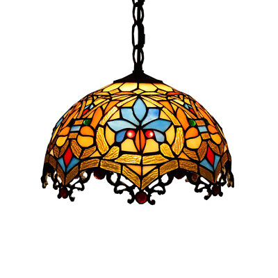 #ad Baroque Chandelier Tiffany Ceiling Light Colored Glass Restaurant Pendant Lamp $119.00