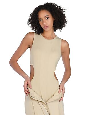 MSRP $50 Bar III Women Cutout Ribbed Bodysuit Beige Size XL $18.00