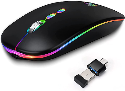 #ad HOTLIFE LED Wireless Mouse Slim Rechargeable Silent Portable USB Optical 2.4G W $18.06