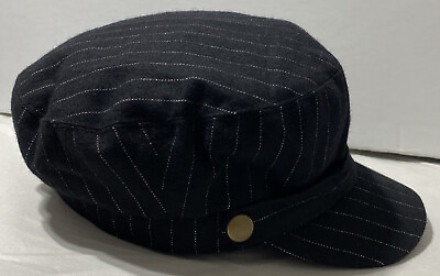 #ad David Young Hat Cadet Wool Blend Black Railroad Stripe Pageboy Cap $12.99
