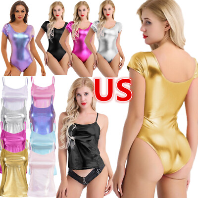 #ad US Women#x27;s Gymnastics Leotards One piece Sparkle Leotards Spandex Bodysuit Sexy $7.73