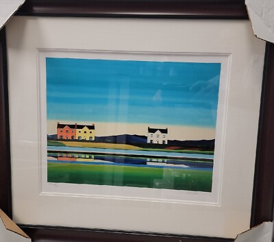 #ad Barbara James British Hand signed LTD ED print #x27;Across the Water#x27; Matted FRAMED $95.00