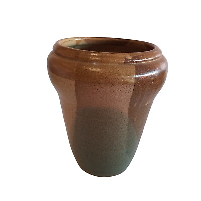 #ad Vintage Studio Pottery Vase Pot Planter Dipped Layered Glaze Signed Decorative $42.21