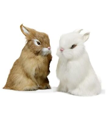 #ad Realistic Furry Easter Bunny Decorations Set of 2 Lifelike Easter Bunnies $29.59