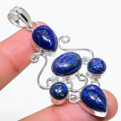 #ad Lapis Lazuli Gemstone 925 Sterling Silver Handmade Jewelry Pendant Size 2.50quot; $10.44