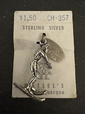 #ad Vintage Sterling Silver Water Skier Skiing Ski Lake Pendant Charm BARREN RIVER $15.00