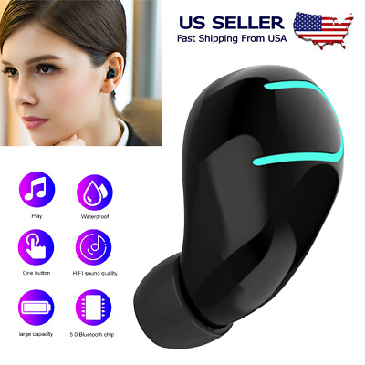 #ad Bluetooth Headset Mini Earphone Invisible Earbud Wireless Computer Headphones $14.09