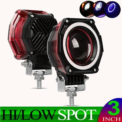 #ad 3inch Round LED Work Light Bar Spot Pods Driving Fog Halo Offroad ATV Truck 4WD $12.99
