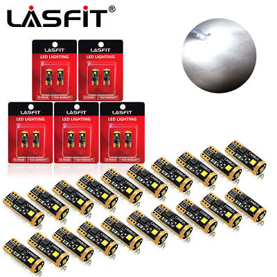 #ad Lasfit T10 LED License Plate Light Bulbs 6000K Bright White 168 2825 194 Canbus $53.98