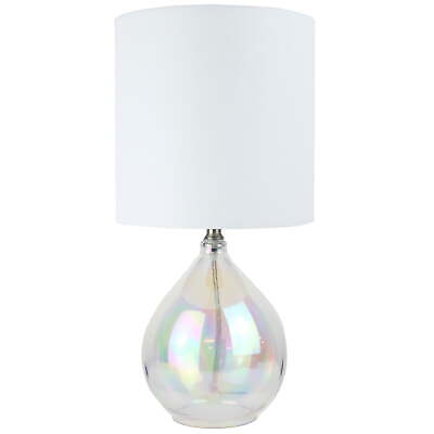 #ad Iridescent Glass Lamp with White Shade 16quot;H $27.60