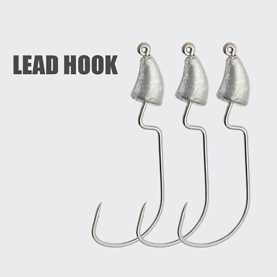 #ad Jig head Hook Fishing Hook Soft Plastic Lure Fishing Hook hook weedless 7 size $1.26