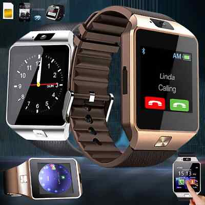 #ad Sim Card Smart Watch TF Card Full Touch Phone Watch Bluetooth Camera MP3 Player $30.01