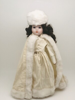 #ad Porcelain Doll vintage 16 In White Eyes Grey Precious Doll 1988…P $8.00