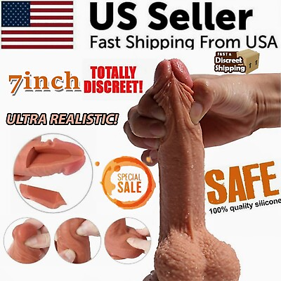 #ad Silicone Suction Cup Dildo Realistic Huge Cock Women Sex Toys Adult Thick Dong $4.99