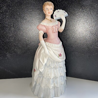 #ad Vintage Lady Figurine Petticoat Dress Pink Southern Bell 1800’s $26.99
