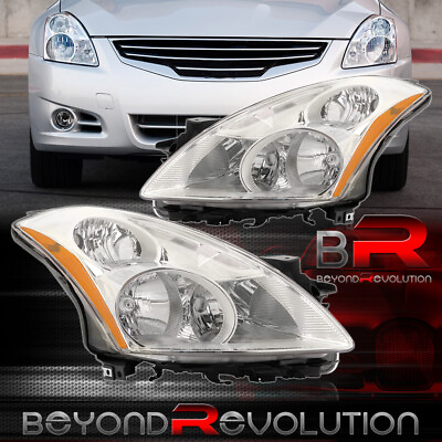 #ad For 2010 2012 Altima 4DR Sedan Replacement Headlights Headlamps Set Chrome Amber $106.99