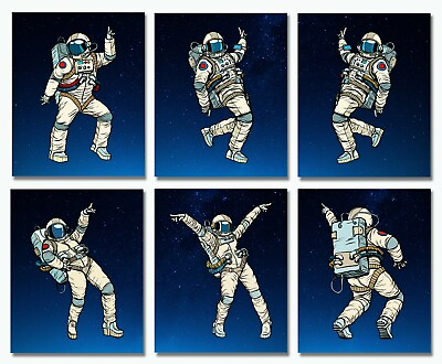 #ad Astronaut Outer Space Decor Spaceman Decoration 6 Unframed 8x10 Room Wall Art $21.95