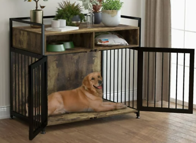 #ad Large Furniture Style Dog Crate Anti Chew Indoor Heavy Duty Wood with Storage $215.88
