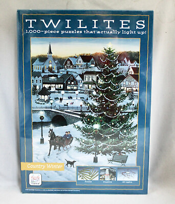 #ad New TWILITES Country Winter Framed Light Up 1000 Piece Puzzle 1793 SEALED BOX $15.60
