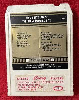#ad King Curtis Plays The Great Memphis Hits 8 Track Tape new pads $10.00