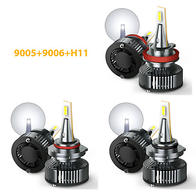 #ad 6x Combo LED 9005H119006 Headlight Bulb Low High Beam Kit 6000K White 600000LM $119.99