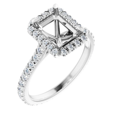 #ad Luxury Pave Emerald Custom Natural Diamond Women Ring Semi Mount 14K White Gold $755.00