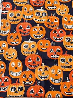 #ad Alexander Henry Jolly jack of Lanterns 2015 Pumpkins Halloween Fabric quot;18quot; X 44quot; $19.99