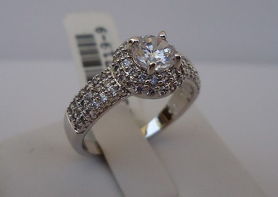 #ad 925 STERLING SILVER LADIES WEDDING RING SZ 5 9 4 CTS LAB SIMULATED DIAMONDS $64.38