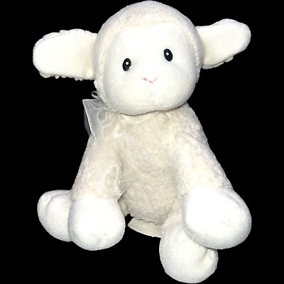 #ad Costco Little Miracles Cuddle Up Lamb Sheep Cream Plush Baby White Bow Tie 10” $11.99