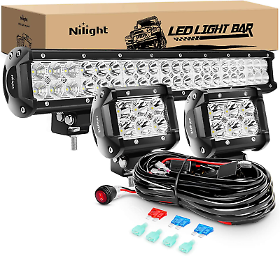 #ad Led Light Bar Spot Flood Combo off Road Wiring Harness Kit 3 Lead Spot LED Pods $81.99