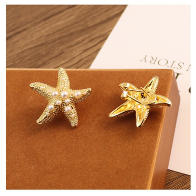 #ad Sea Star Large Starfish Statement Stud Earrings Gold $20.88