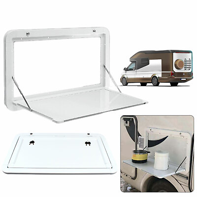 #ad RV Caravan Picnic Folding External Table White Aluminum Wall Mount 800 x 450mm $80.75