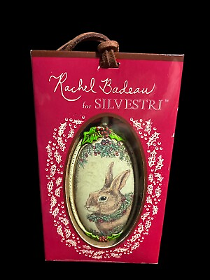 #ad Silvestri Rabbit 2 Sided Ornament Rachael Badeau Christmas 2008 Fine Detail B $19.93